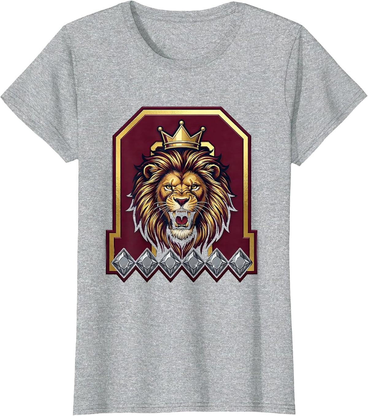 21st Birthday Roaring Lion Birthday Crown T-Shirt - Heather Grey