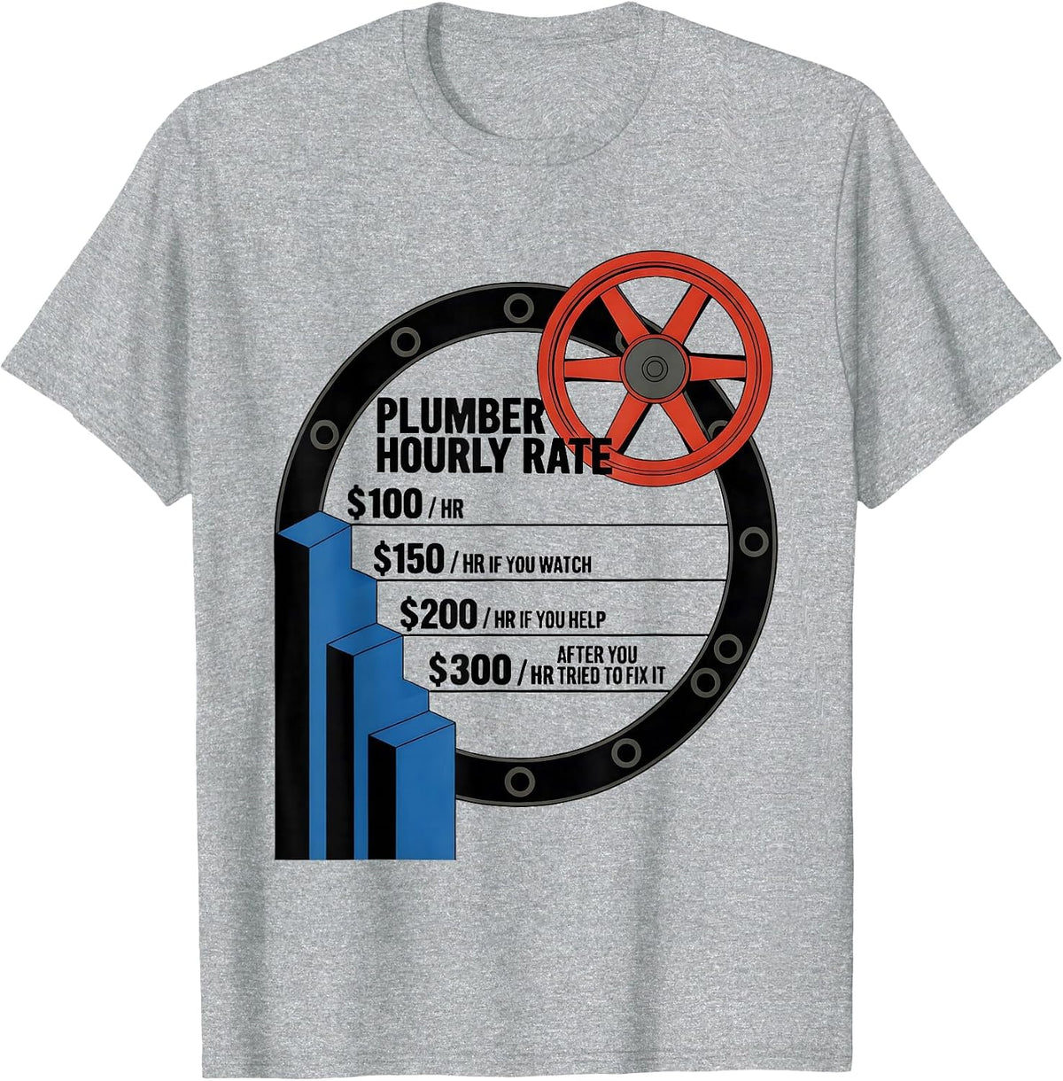 Men's Plumber Hourly Rate Funny Plumbing Gift T-Shirt - Heather Grey