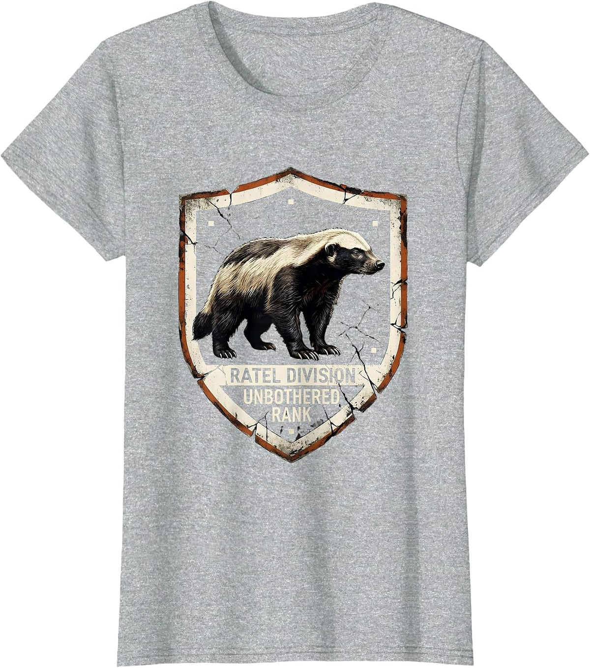Women's Ratel Division, Unbothered Rank Funny Honey Badger Wildlife T-Shirt - Heather Grey