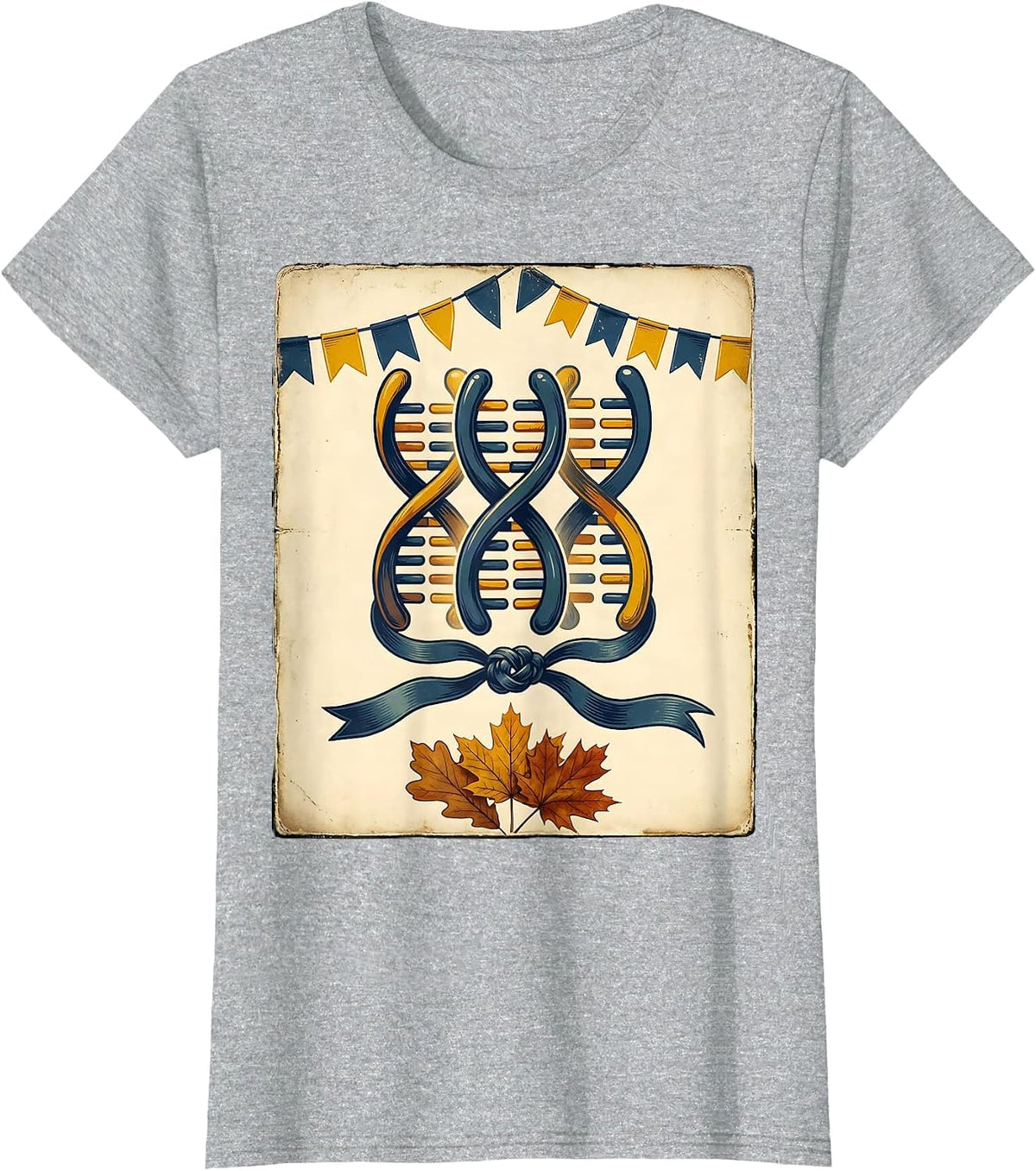 Women's Vintage Chromosome Ribbon October Down Syndrome Awareness T-Shirt - Heather Grey