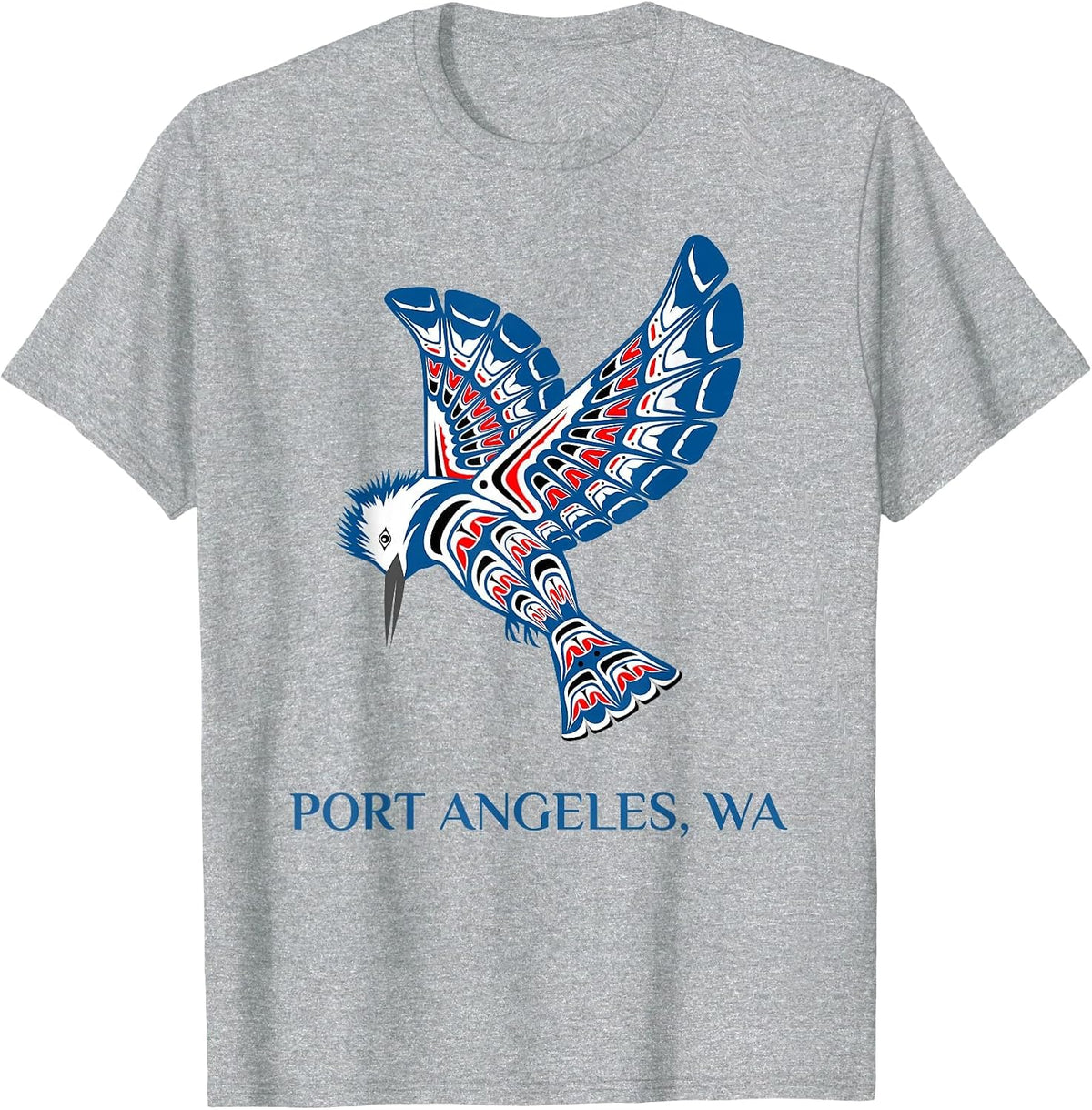Port Angeles WA Native American Kingfisher Bird Watching T-Shirt - Heather Grey