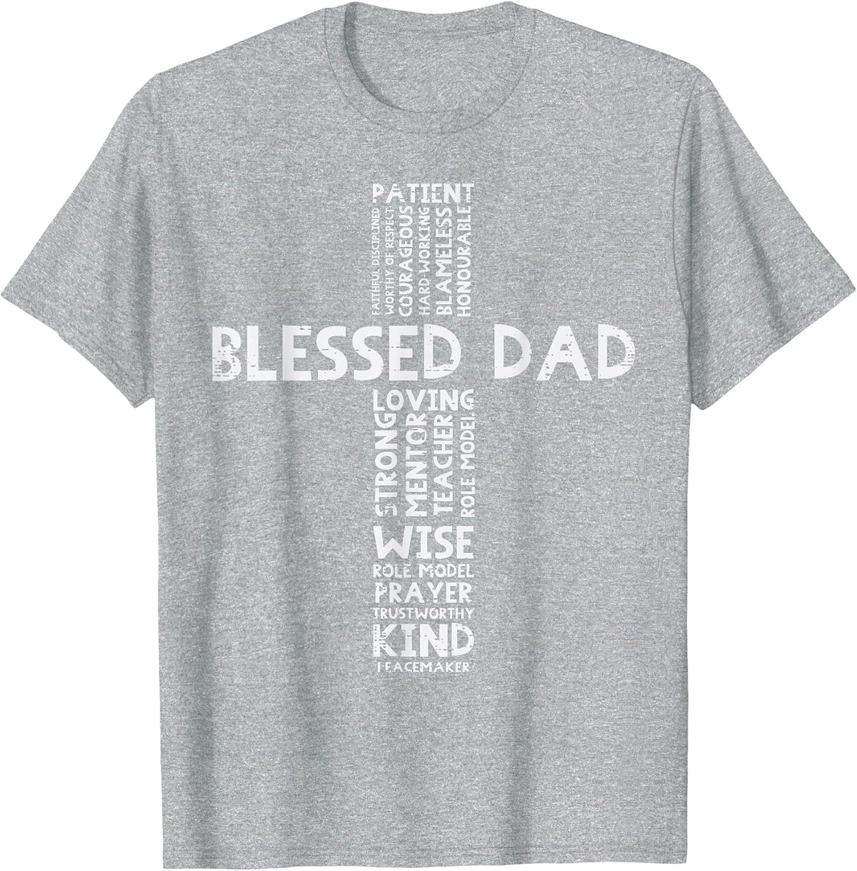Blessed Dad Cross God Jesus Faith Christian Daddy Papa Men T-Shirt - Heather Grey
