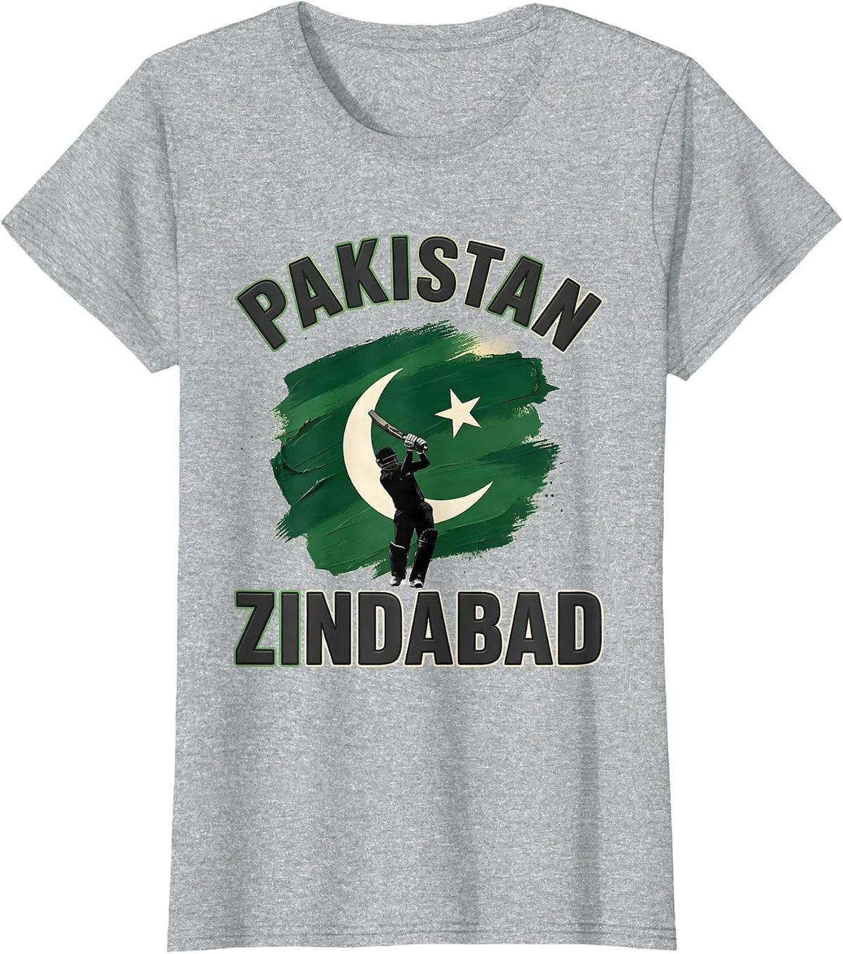 Pakistan Zindabad National Pride Cricket Fan Heritage T-Shirt - Heather Grey