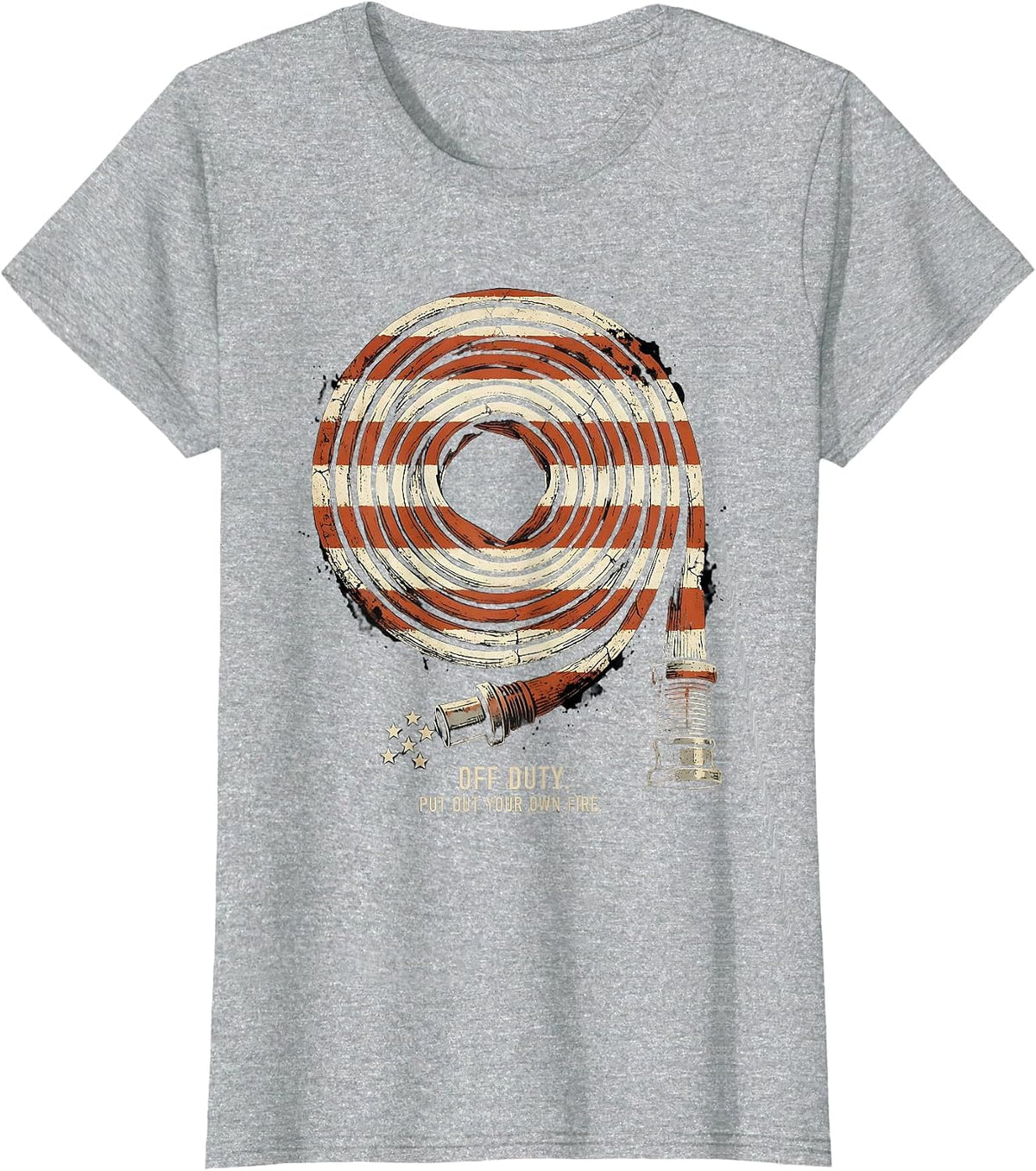 Off Duty Put Out Your Own Fire Distressed Firefighter Gift T-Shirt - Heather Grey
