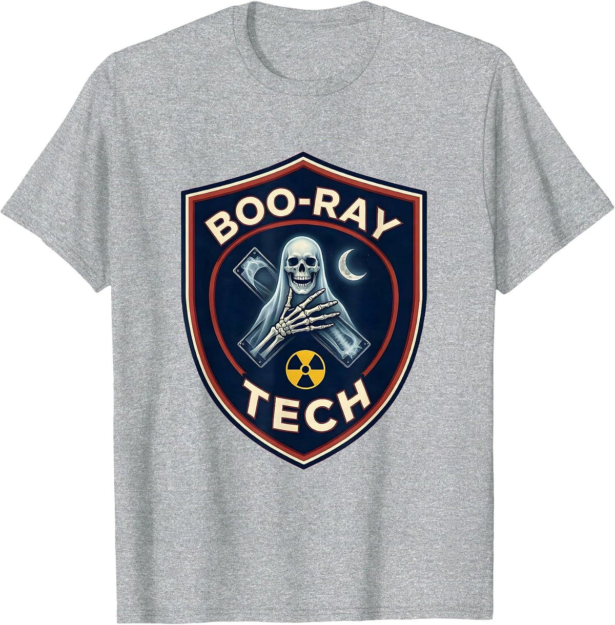 Men's Boo-Ray Tech Halloween Radiology Tech Humor X-Ray Ghost T-Shirt - Heather Grey