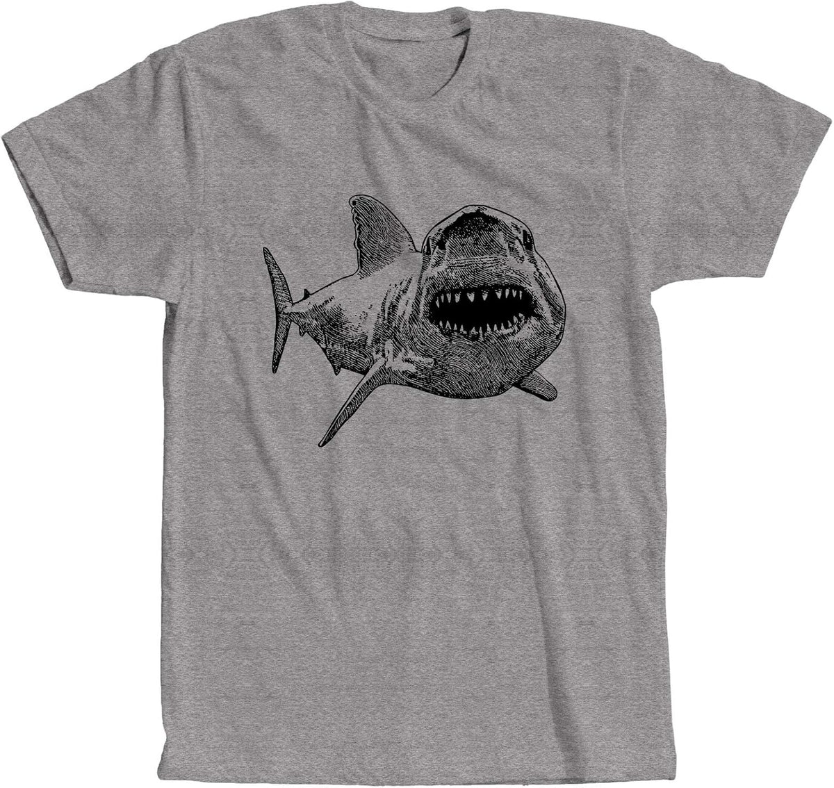 Great White Shark T-Shirt Shark Teeth Attack Jaw Tee for Men Women - Sport Grey