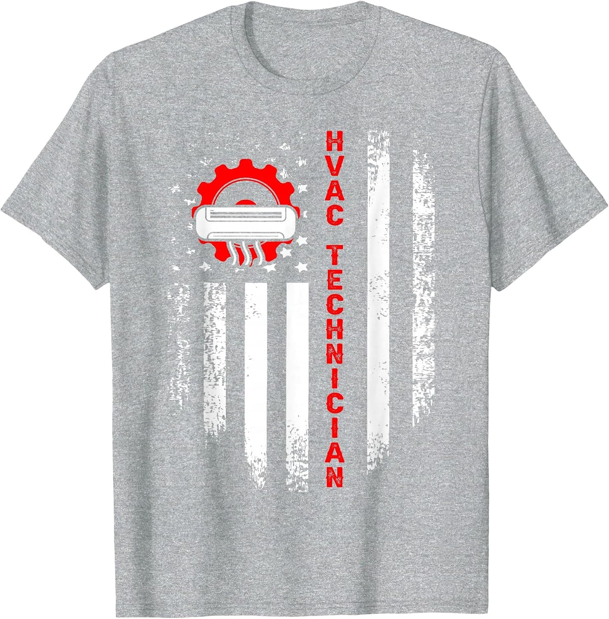 HVAC Technician USA Flag Mechanic Repairman T-Shirt - Heather Grey