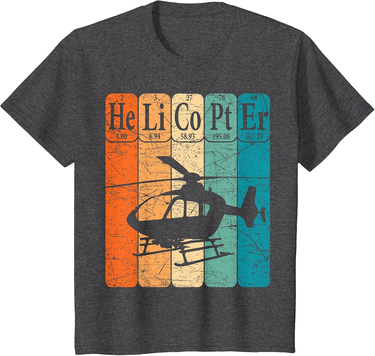 Helicopter Periodic Table Elements Aviation Helicopter Pilot T-Shirt - Dark Heather Grey
