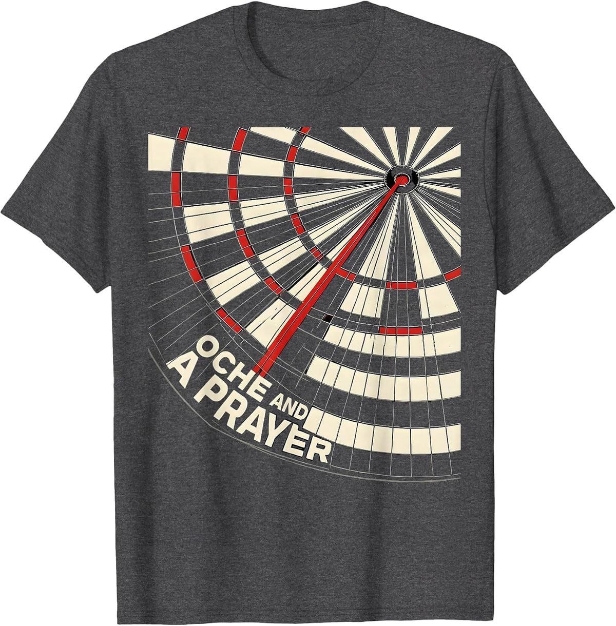 Oche And A Prayer Constructivist Poster Dart Player League T-Shirt - Dark Heather Grey