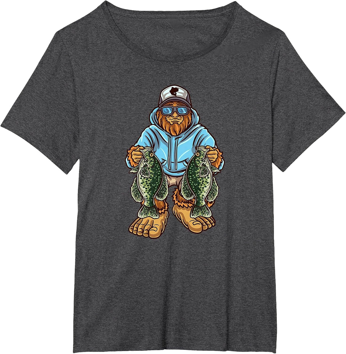 Crappie Fishing Bigfoot Panfishing Fishermen T-Shirt - Dark Heather Grey