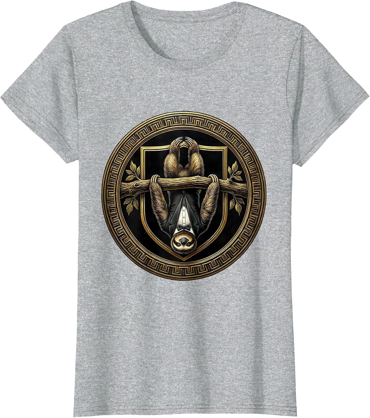 Sloth in Tuxedo Hanging From Branch T-Shirt - Heather Grey