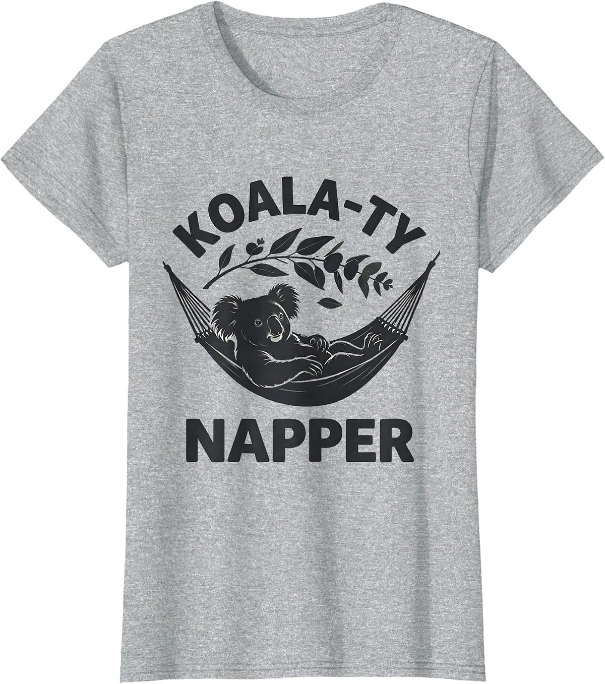 Koala-ty Napper Funny Koala Lover Pun Novelty Gift T-Shirt - Heather Grey