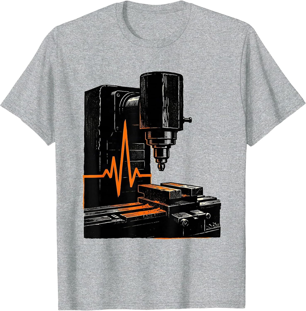 Men's CNC Milling Machine Pulse Line Hobbyist Humor T-Shirt - Heather Grey