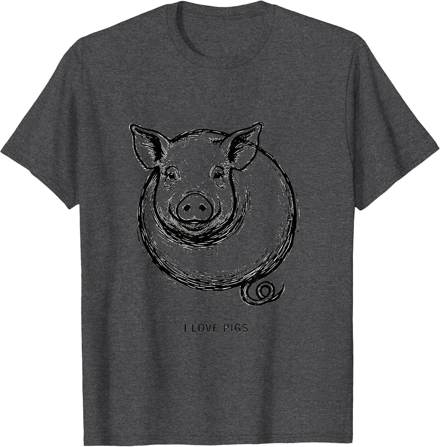 Men's I Love Pigs Funny Pig Lover Farm Animal Humor T-Shirt - Dark Heather Grey