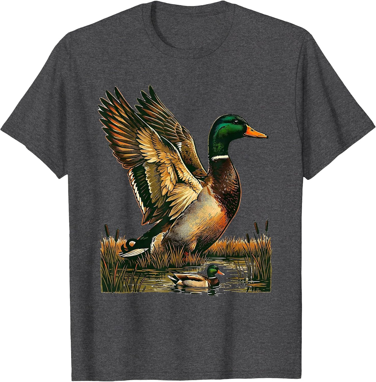 Mallard Drake Hunting Camo Waterfowl Hunter Gift T-Shirt - Dark Heather Grey