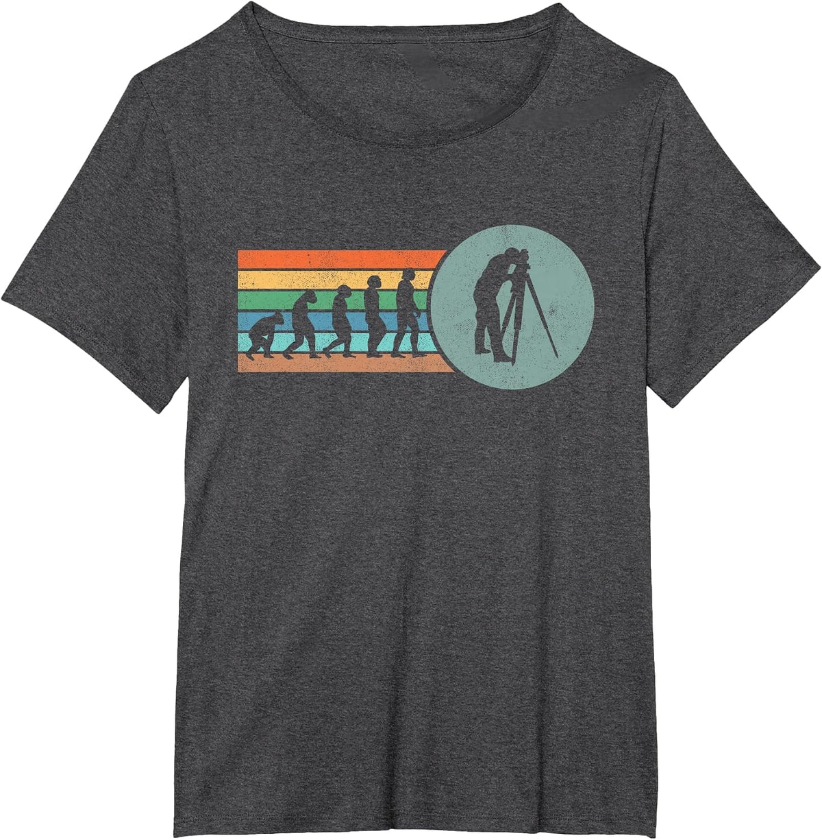 Retro Land Surveying Human Evolution Engineer Land Surveyor T-Shirt - Dark Heather Grey