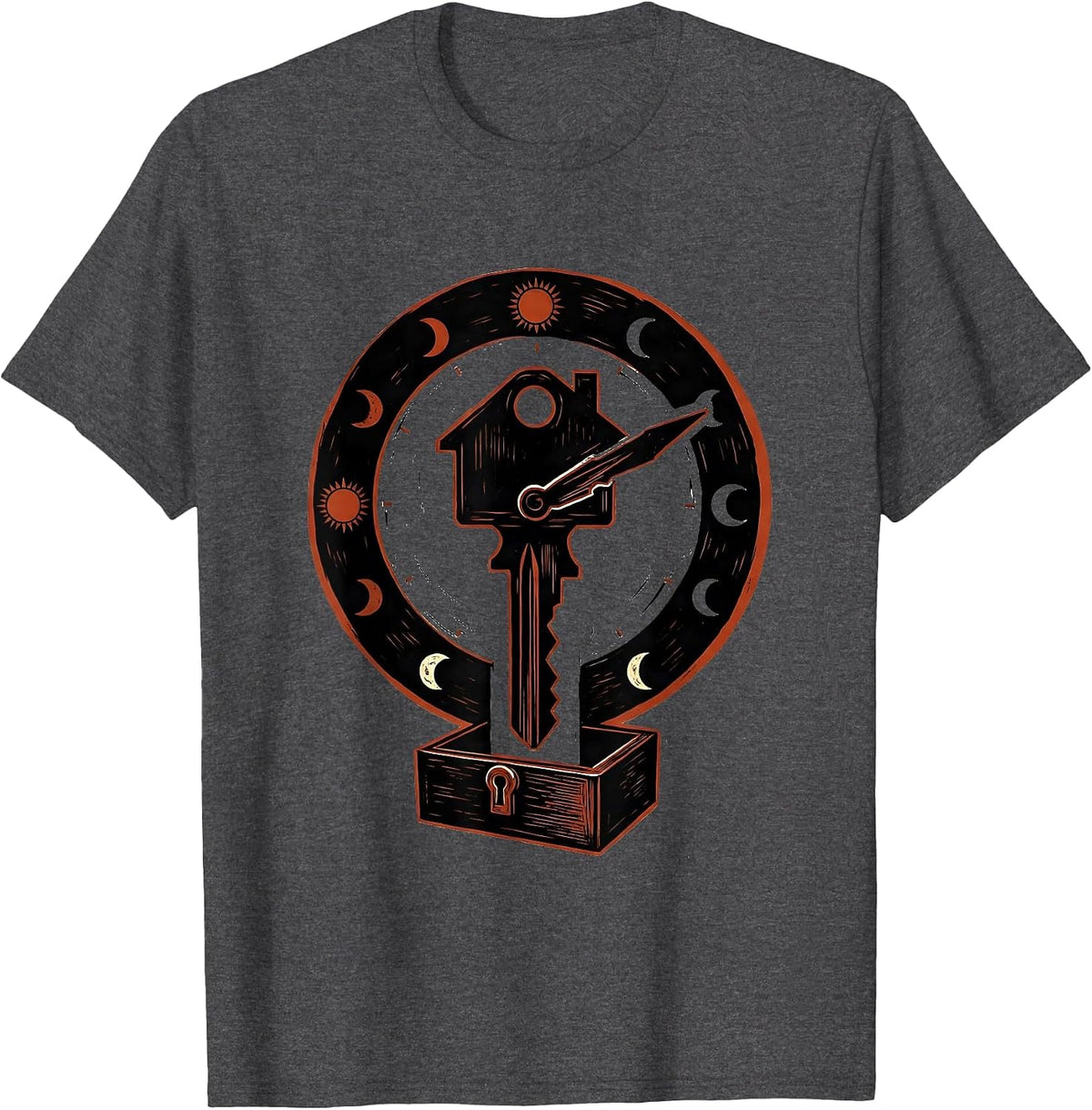 Interlocked Key Clock Realtor Humor Real Estate Agent Gift T-Shirt - Dark Heather Grey