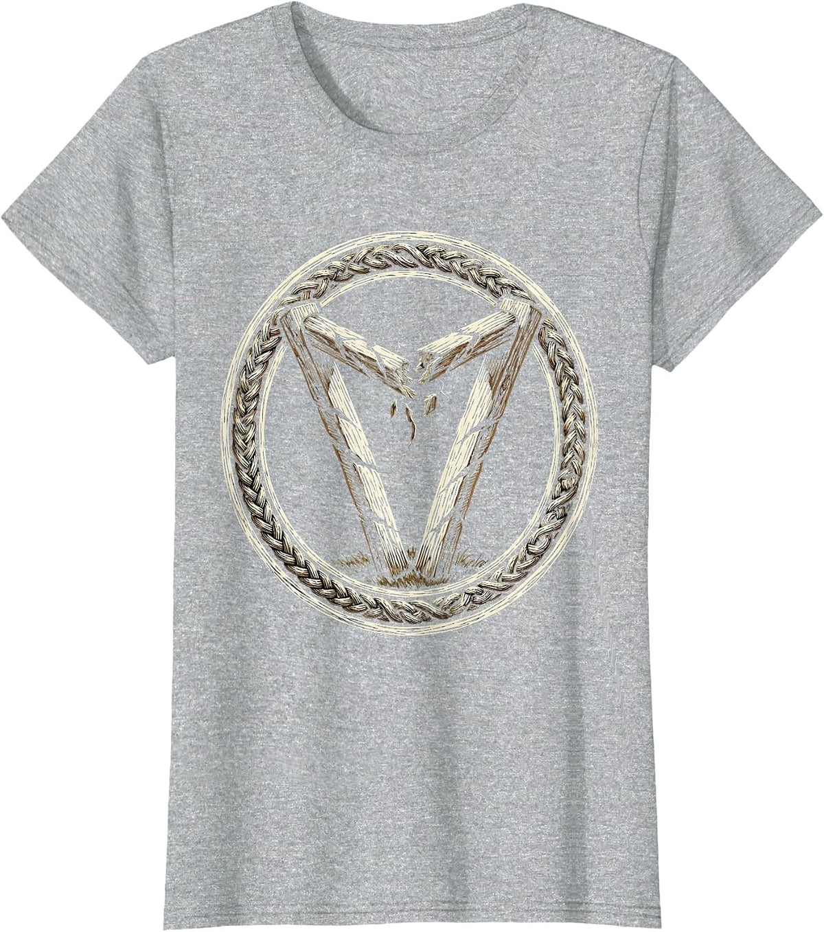 Broken Rugby Goalposts Graphic Design T-Shirt - Heather Grey