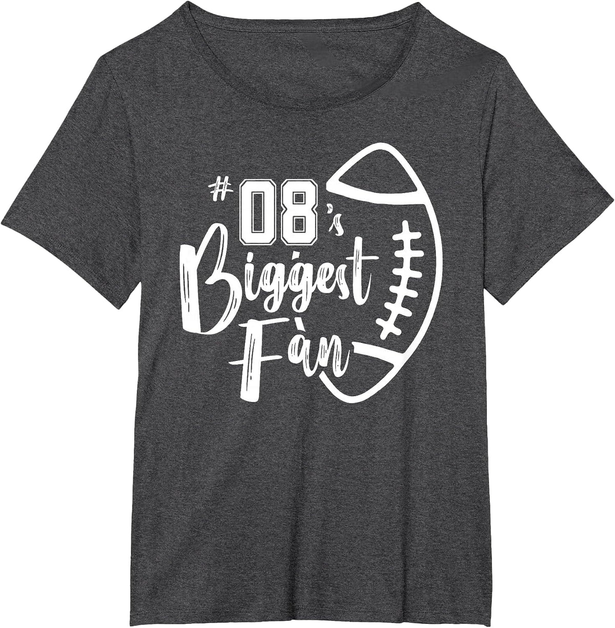 Number 08's Biggest Fan Shirt Football Player Mom Dad Family T-Shirt - Dark Heather Grey