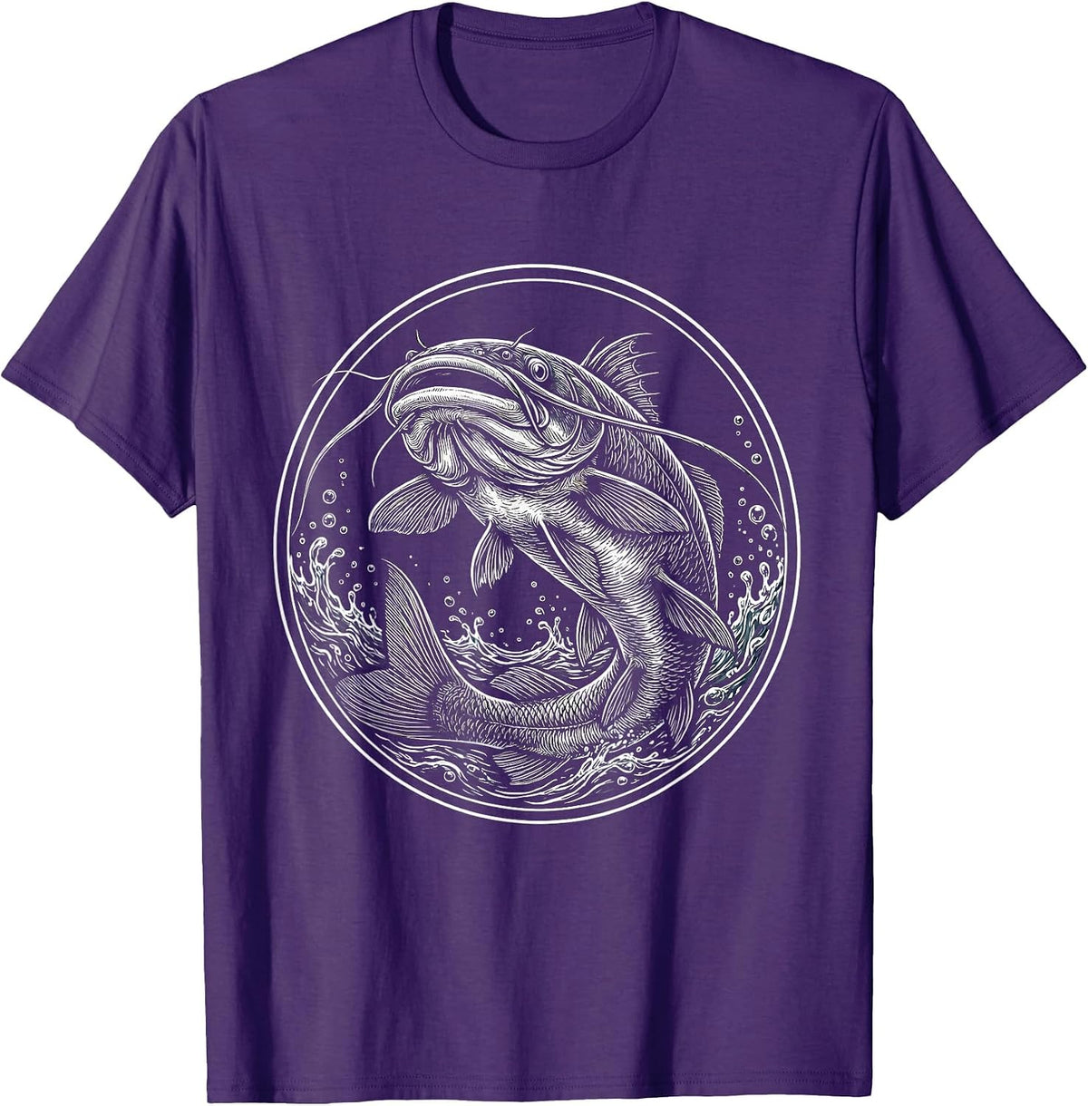Giant Catfish Lurking in the Dark Depths T-Shirt - Purple