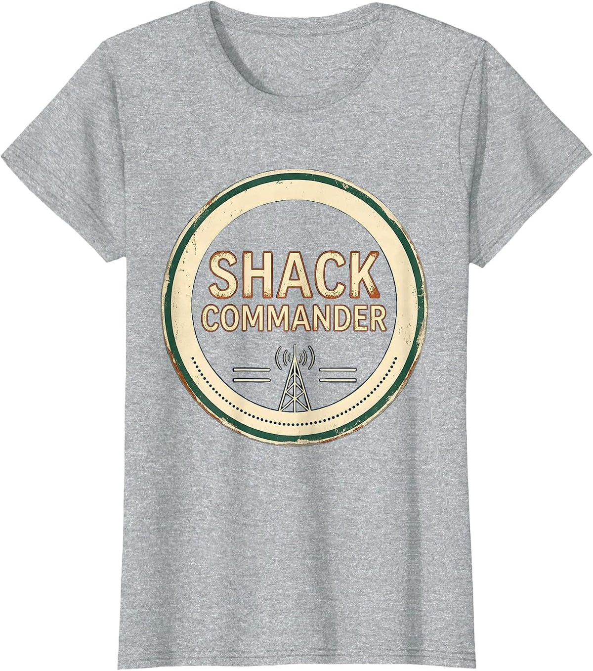 Women's Shack Commander Vintage Ham Radio Operator Hobbyist Humor T-Shirt - Heather Grey