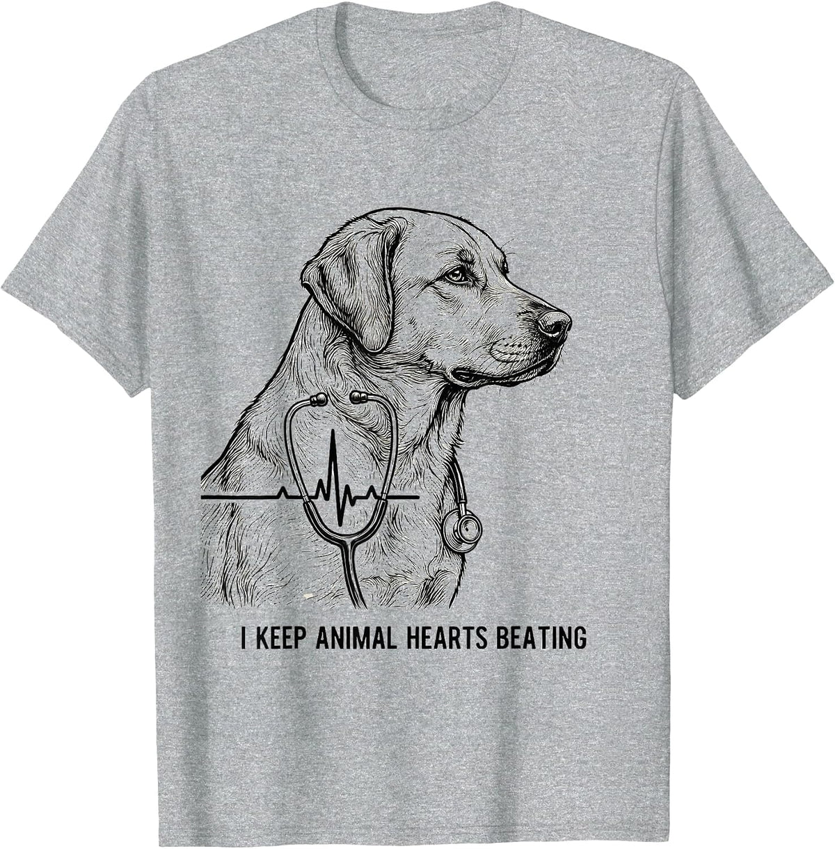 Men's I Keep Animal Hearts Beating Funny Vet Tech Veterinary T-Shirt - Heather Grey