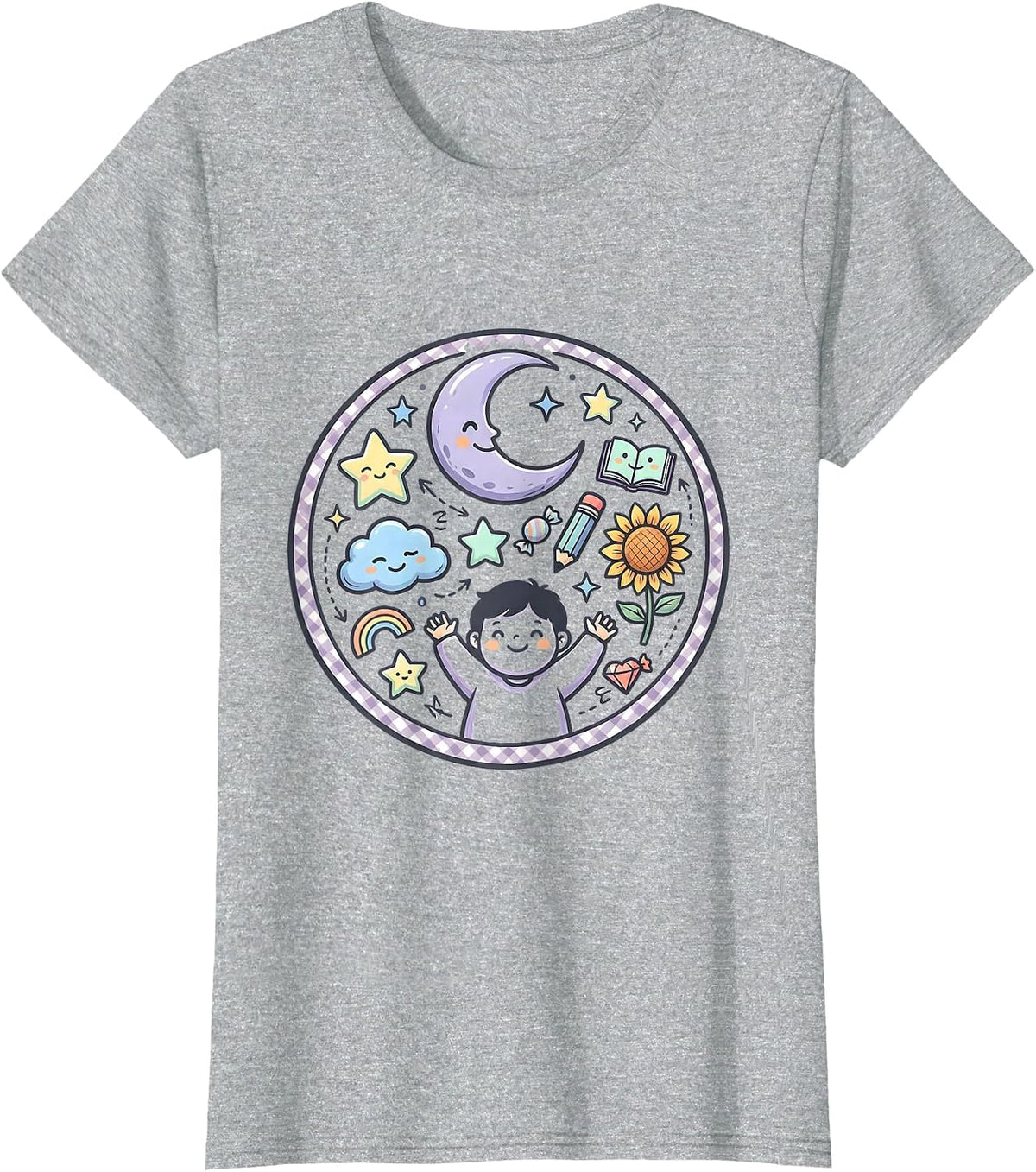 Down Syndrome Awareness Child Stargazing Design T-Shirt - Heather Grey