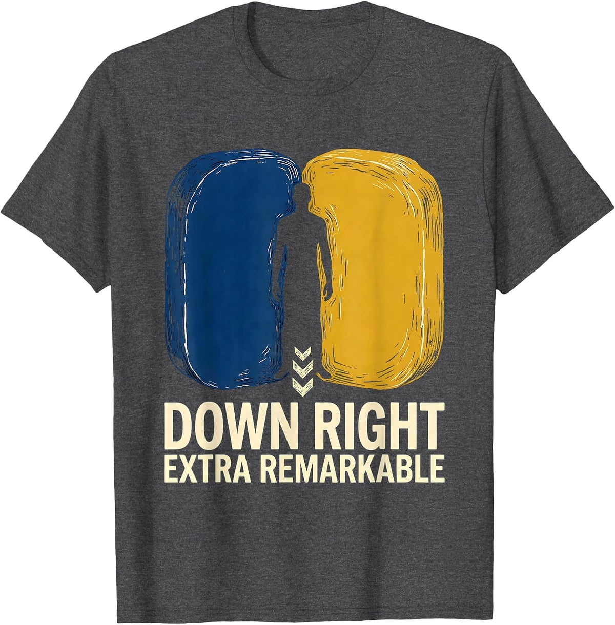 Down Right Extra Remarkable Linocut Down Syndrome Family T-Shirt - Dark Heather Grey
