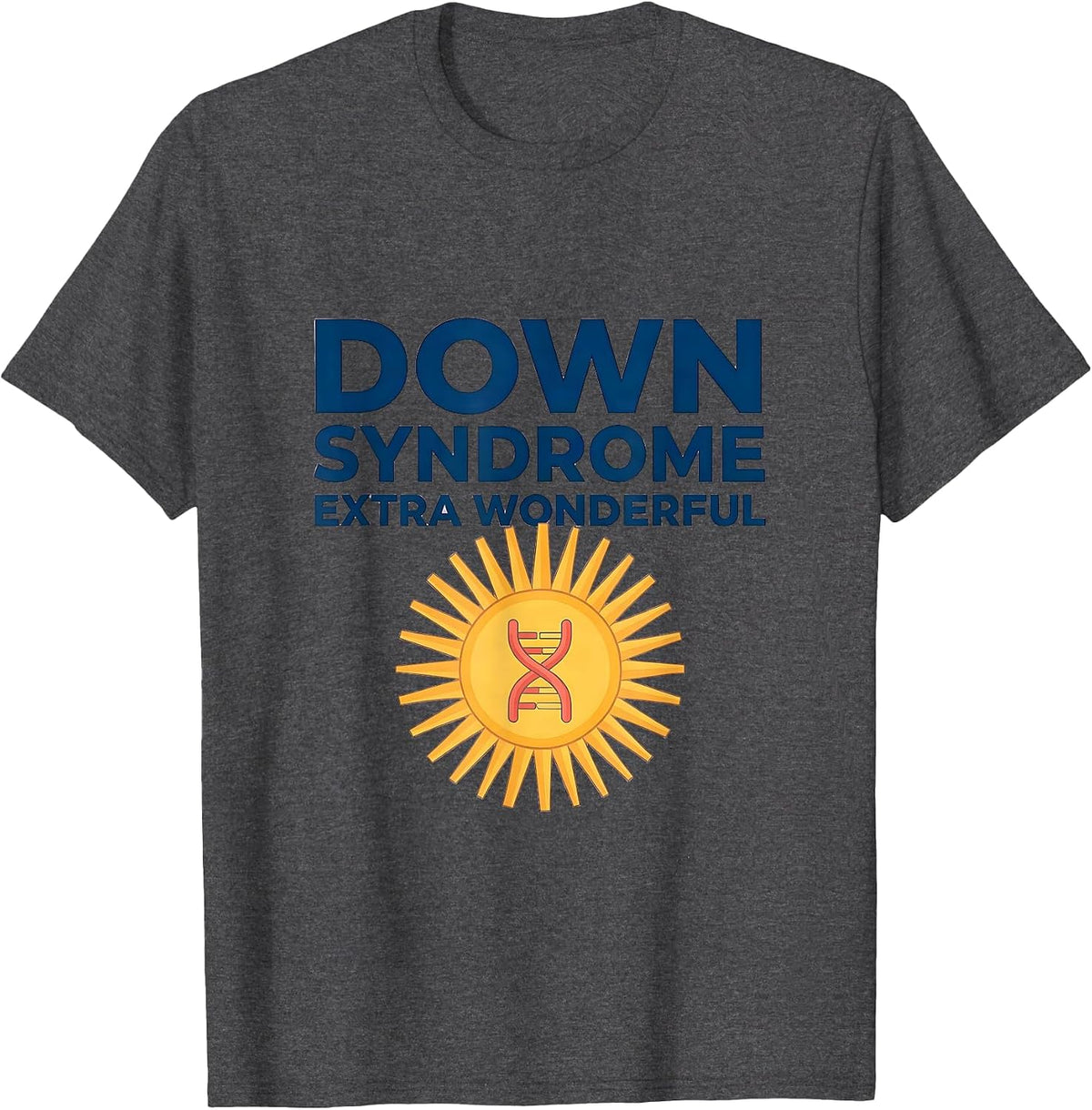 Men's Down Syndrome Extra Wonderful Family Support Awareness T-Shirt - Dark Heather Grey