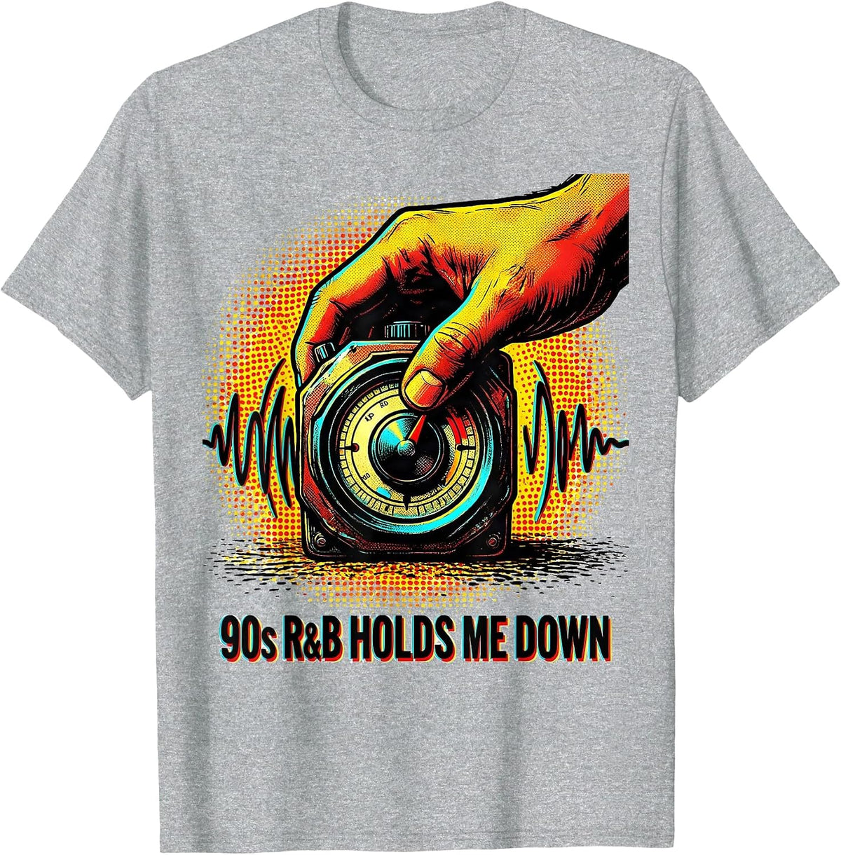 Men's 90s R&B Holds Me Down Pop Art Retro Music Fan T-Shirt - Heather Grey