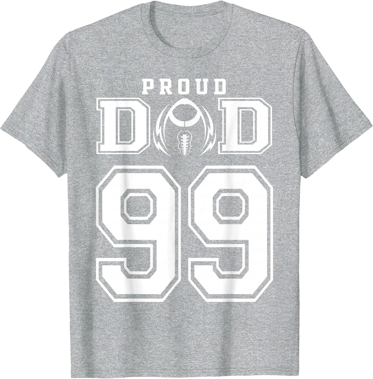 Custom Proud Football Dad Number 99 Personalized for Men T-Shirt - Heather Grey