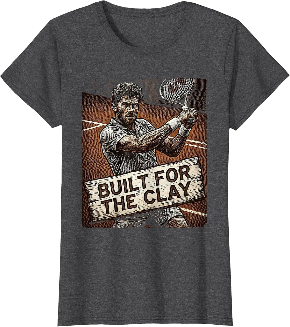 Women's Built for the Clay Tennis Graphic Design T-Shirt - Dark Heather Grey