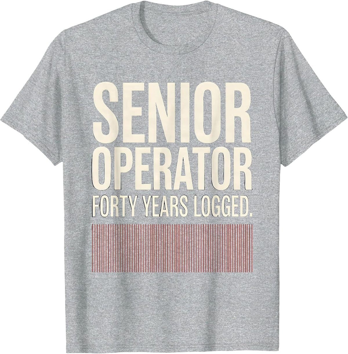 Men's Senior Operator Forty Years Logged Funny Ham Radio Operator T-Shirt - Heather Grey