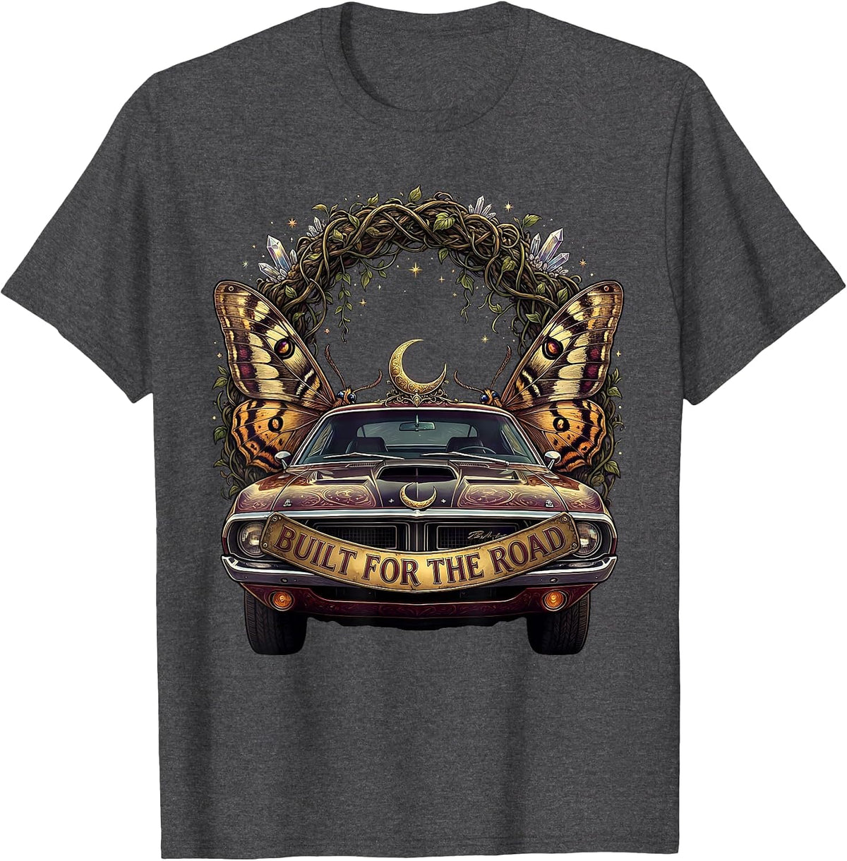 Men's Built for the Road Car Enthusiast Design T-Shirt - Dark Heather Grey