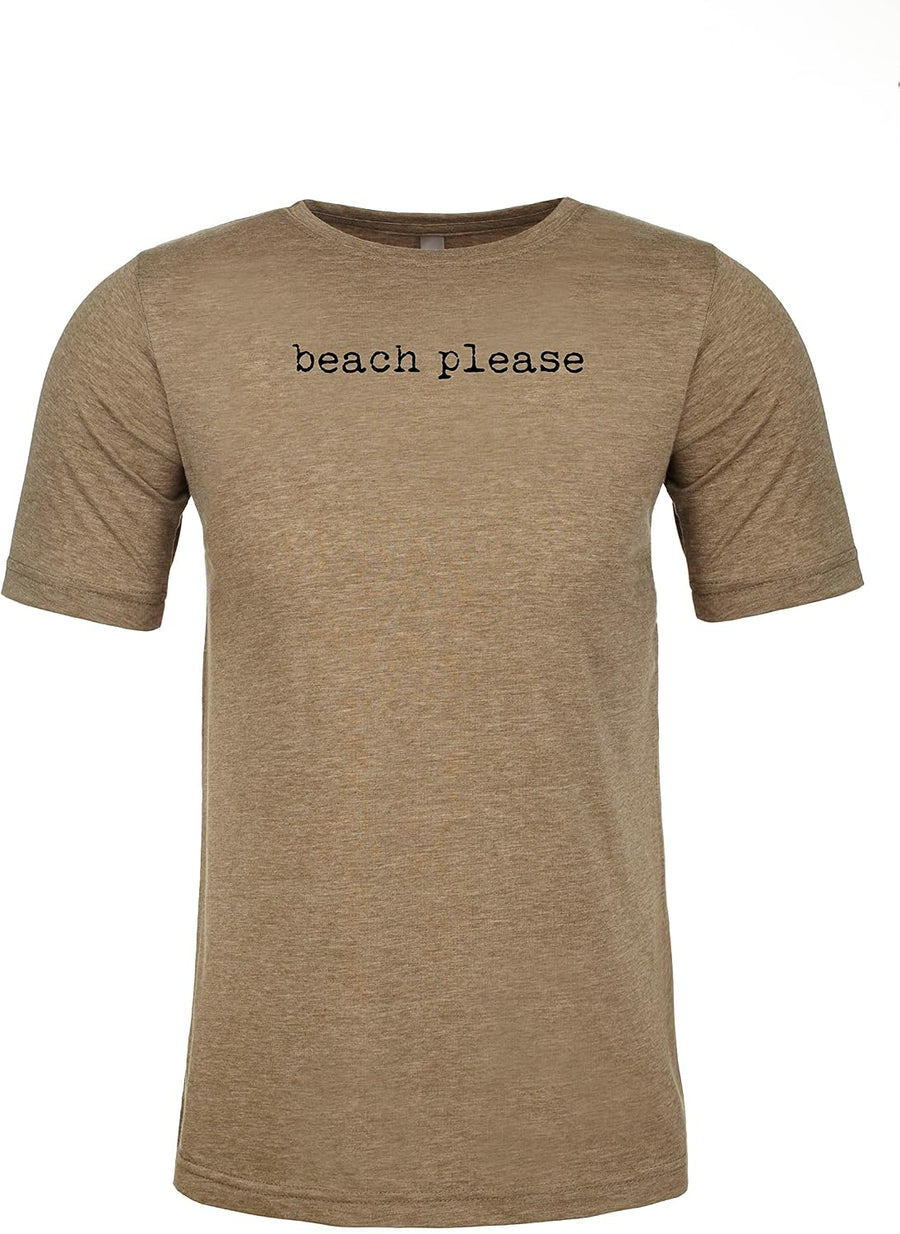 Moonlight Makers Graphic Men's Tee, Funny T Shirt, Shirts with Beach Sayings, Heather Gray or Indigo - Beach Please Sage