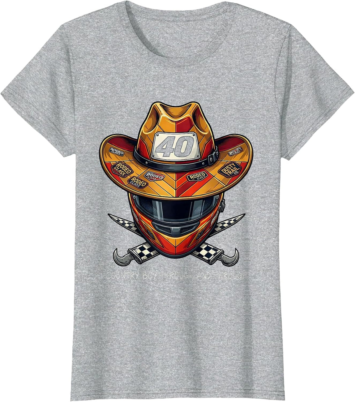 Country Boy Through and Through Western Design T-Shirt - Heather Grey