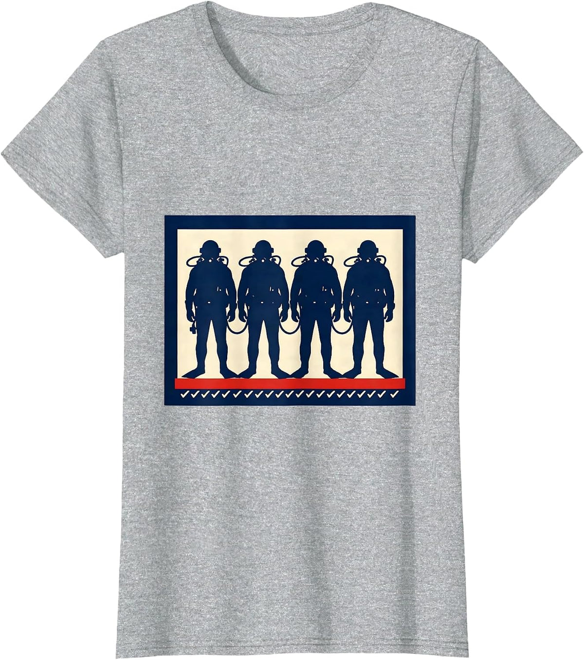 Buddy Divers Panel Screenprint Poster Scuba Diving Humor T-Shirt - Heather Grey