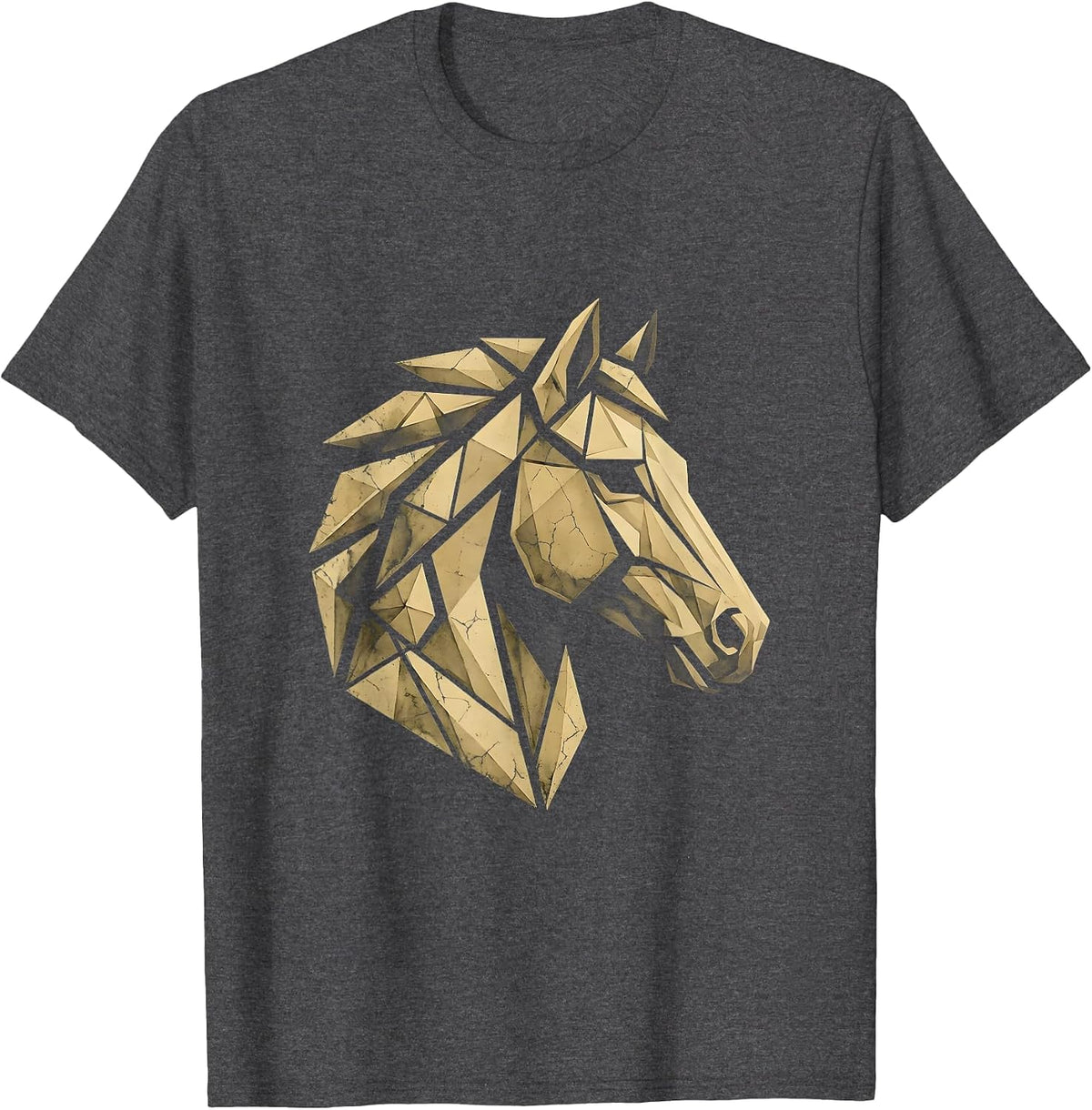 Horse Head Portrait Geometric Art Design T-Shirt - Dark Heather Grey