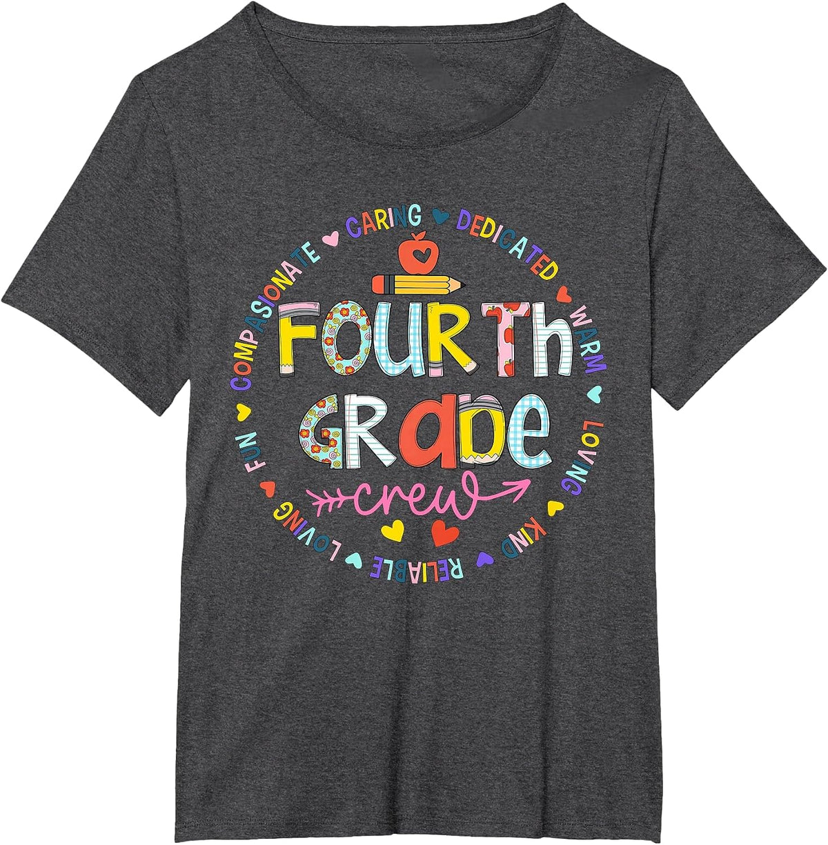 Team Fourth Grade Crew Back to School 4th Grade Teacher T-Shirt - Dark Heather Grey