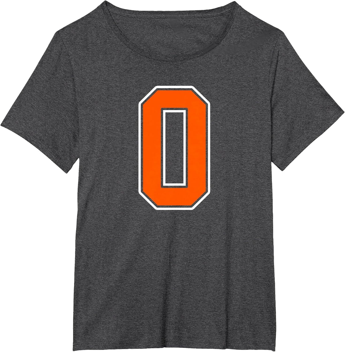 Orange White Number 0 Jersey Player Uniform #0 T-Shirt - Dark Heather Grey