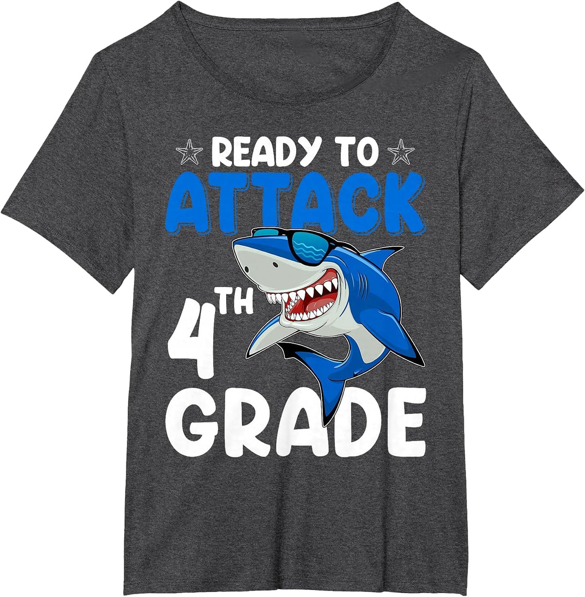 Ready to Attack 4th Grade Shark Fourth Grade Teacher Student T-Shirt - Dark Heather Grey