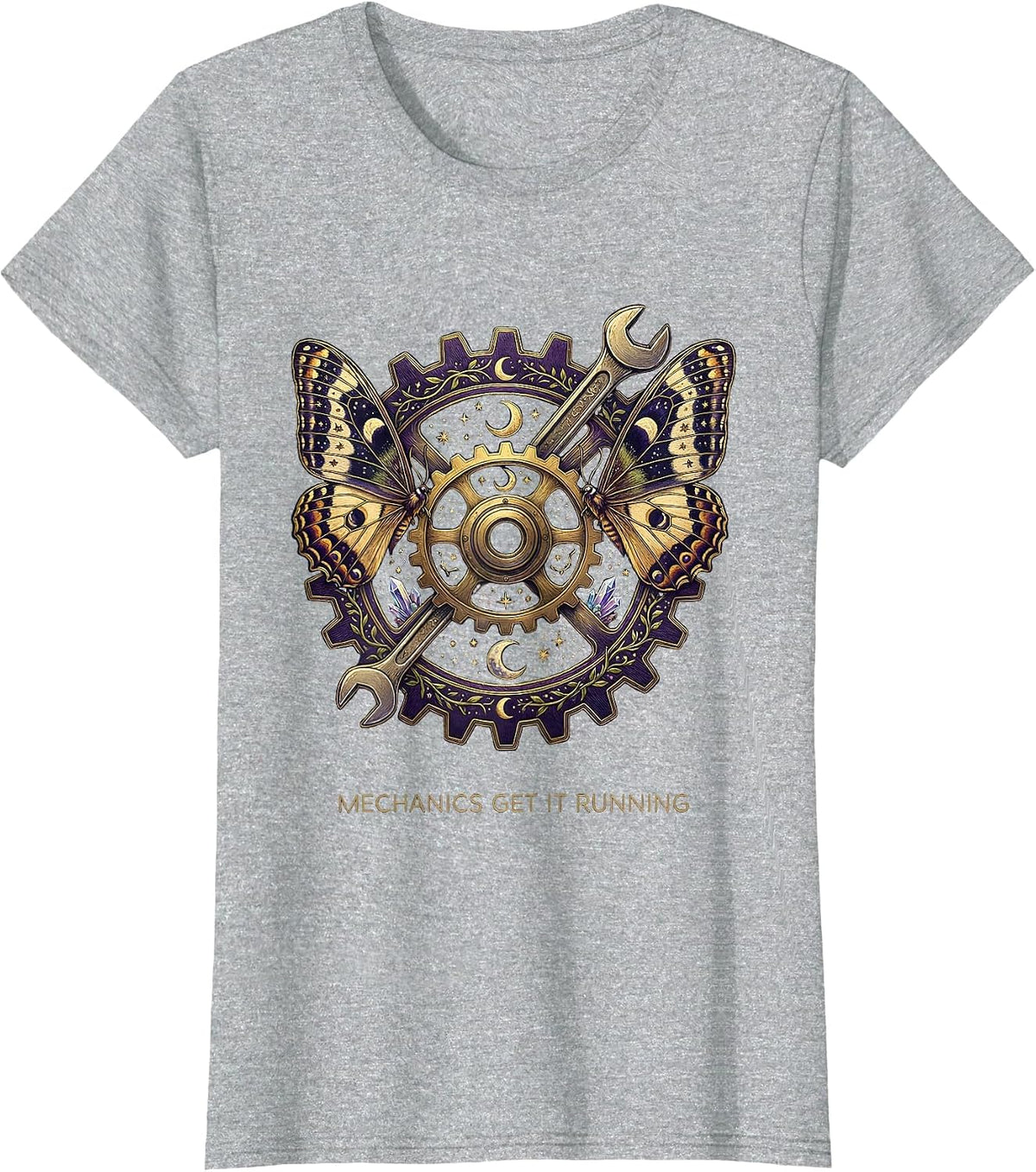 Mechanics Get It Running Garage Design T-Shirt - Heather Grey