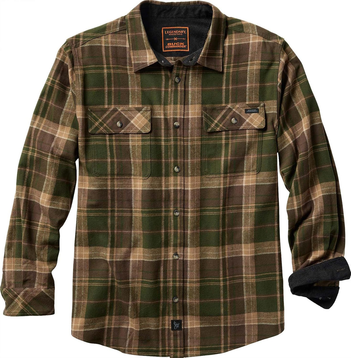 Legendary Whitetails Mens Long Sleeve Plaid Flannel 100% Cotton Shirt - Tall Mallard Greens Plaid