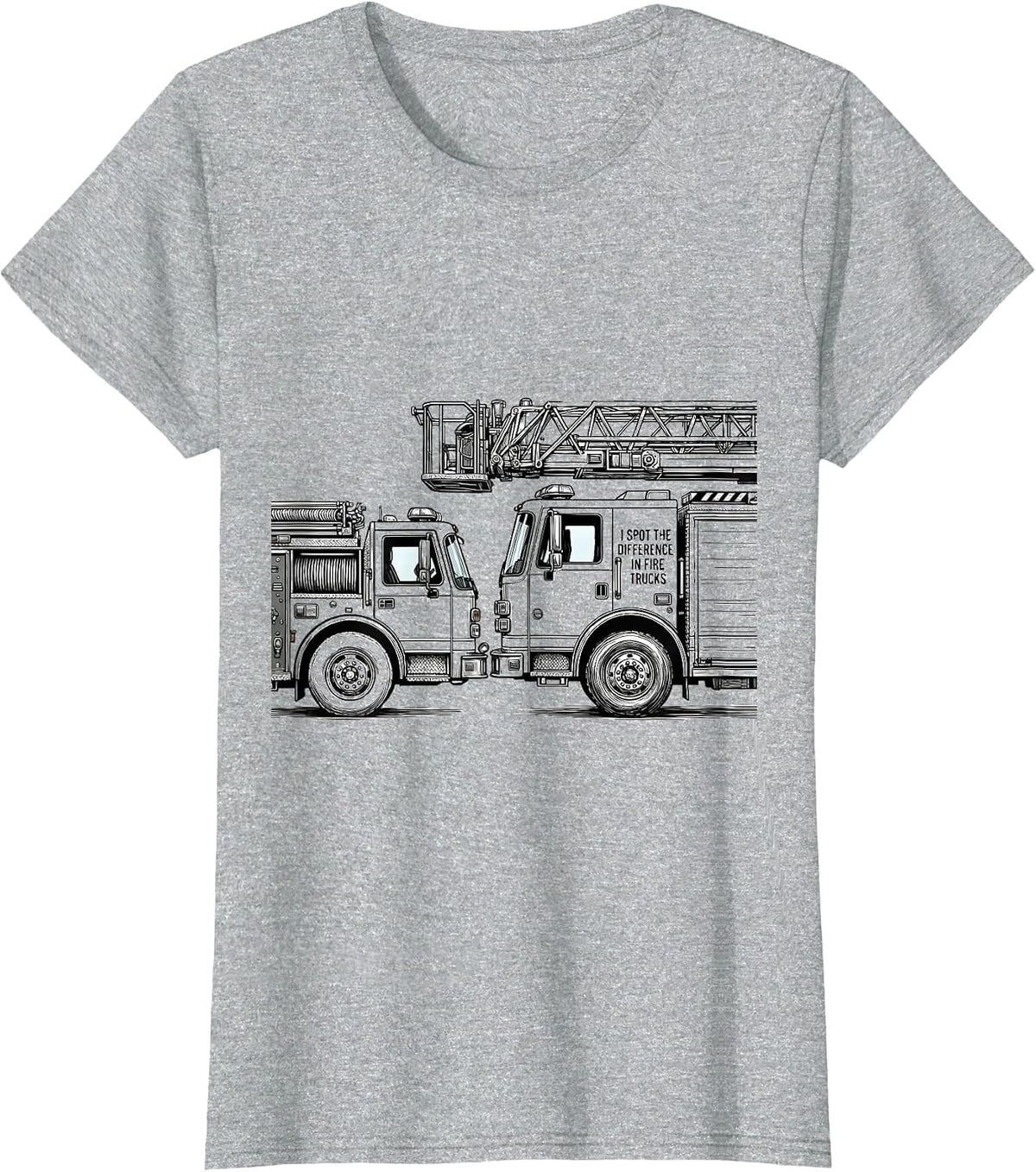I Spot The Difference In Fire Trucks Funny Kids Firefighter T-Shirt - Heather Grey