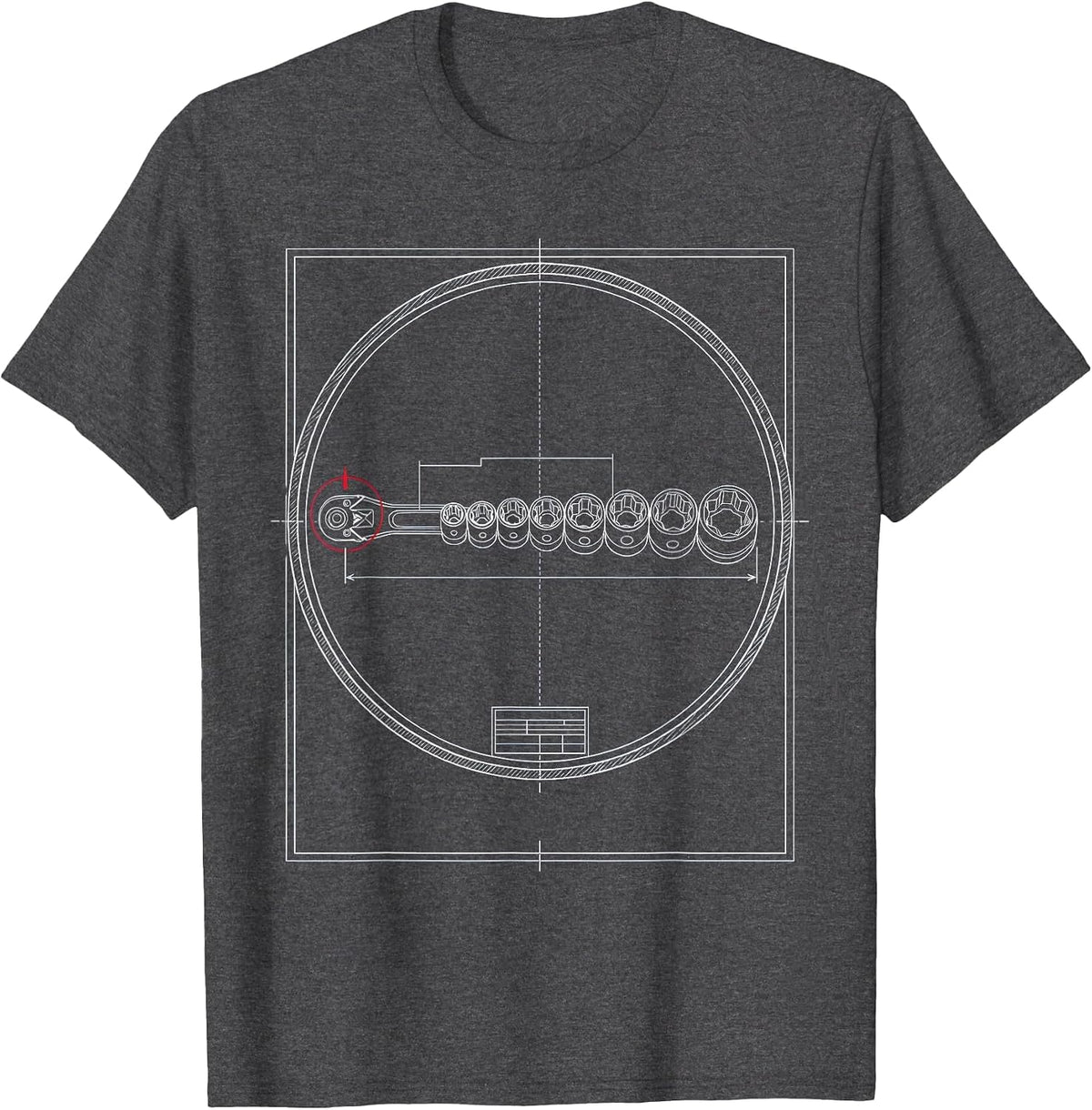 Socket Wrench Set Mechanic Tool Illustration T-Shirt - Dark Heather Grey