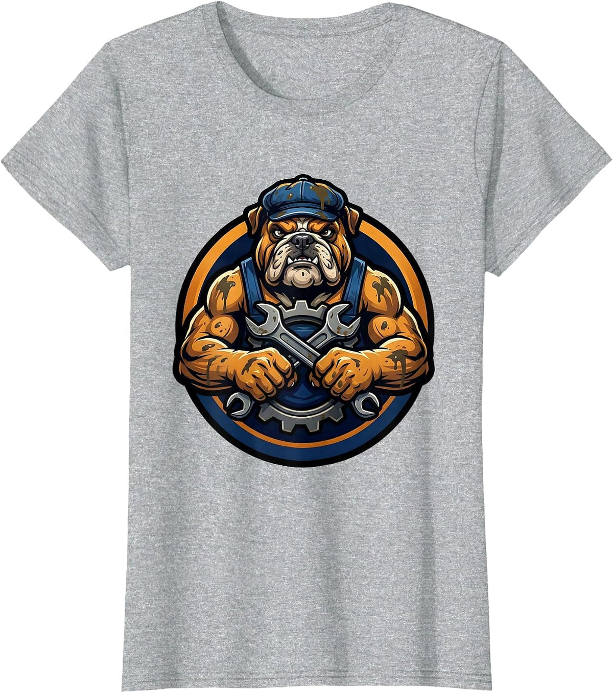 Women's Grease Monkey Wrench and Gear Mechanic Graphic T-Shirt - Heather Grey