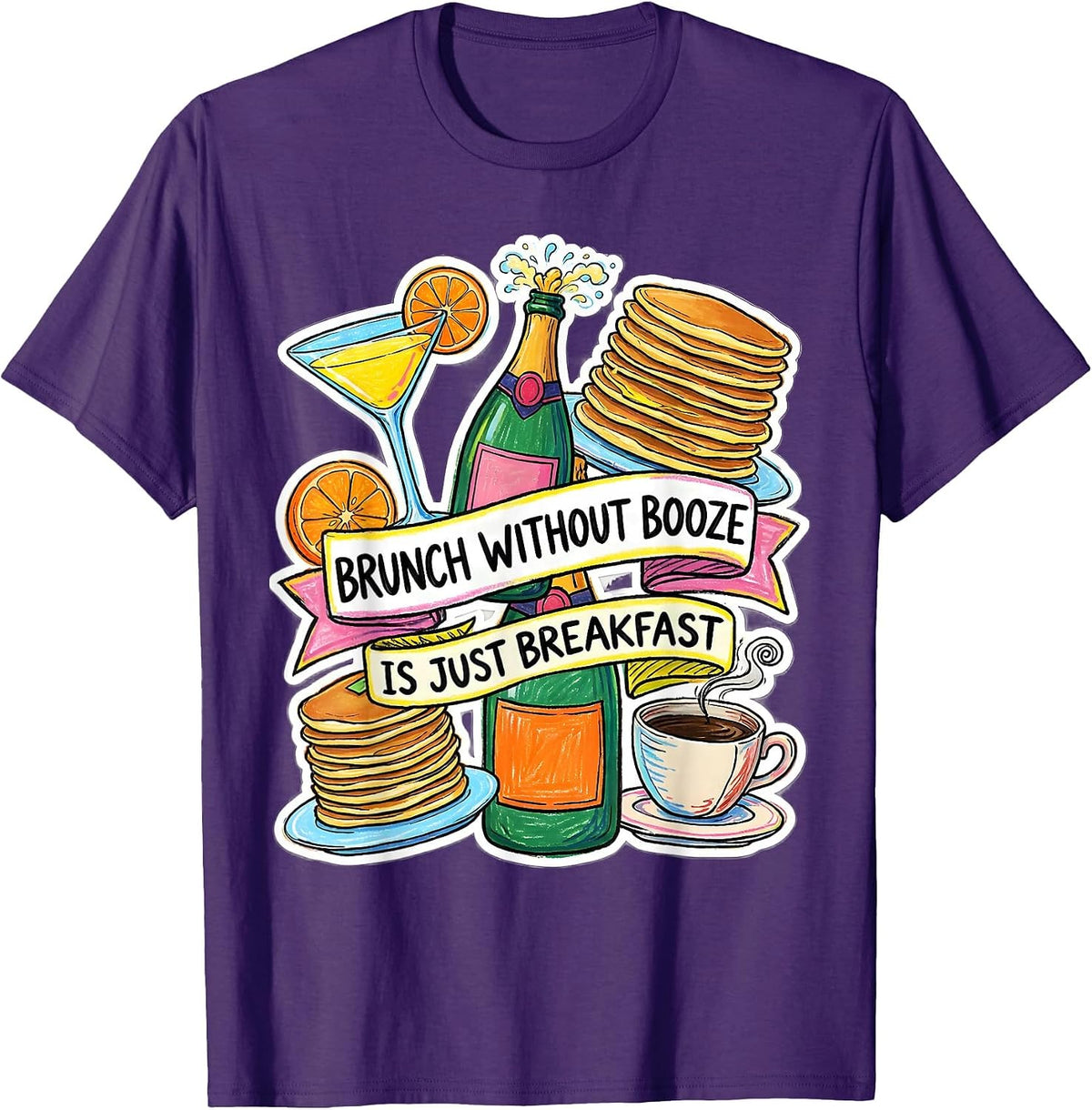 Men's Brunch Without Booze Is Just Breakfast Design T-Shirt - Purple