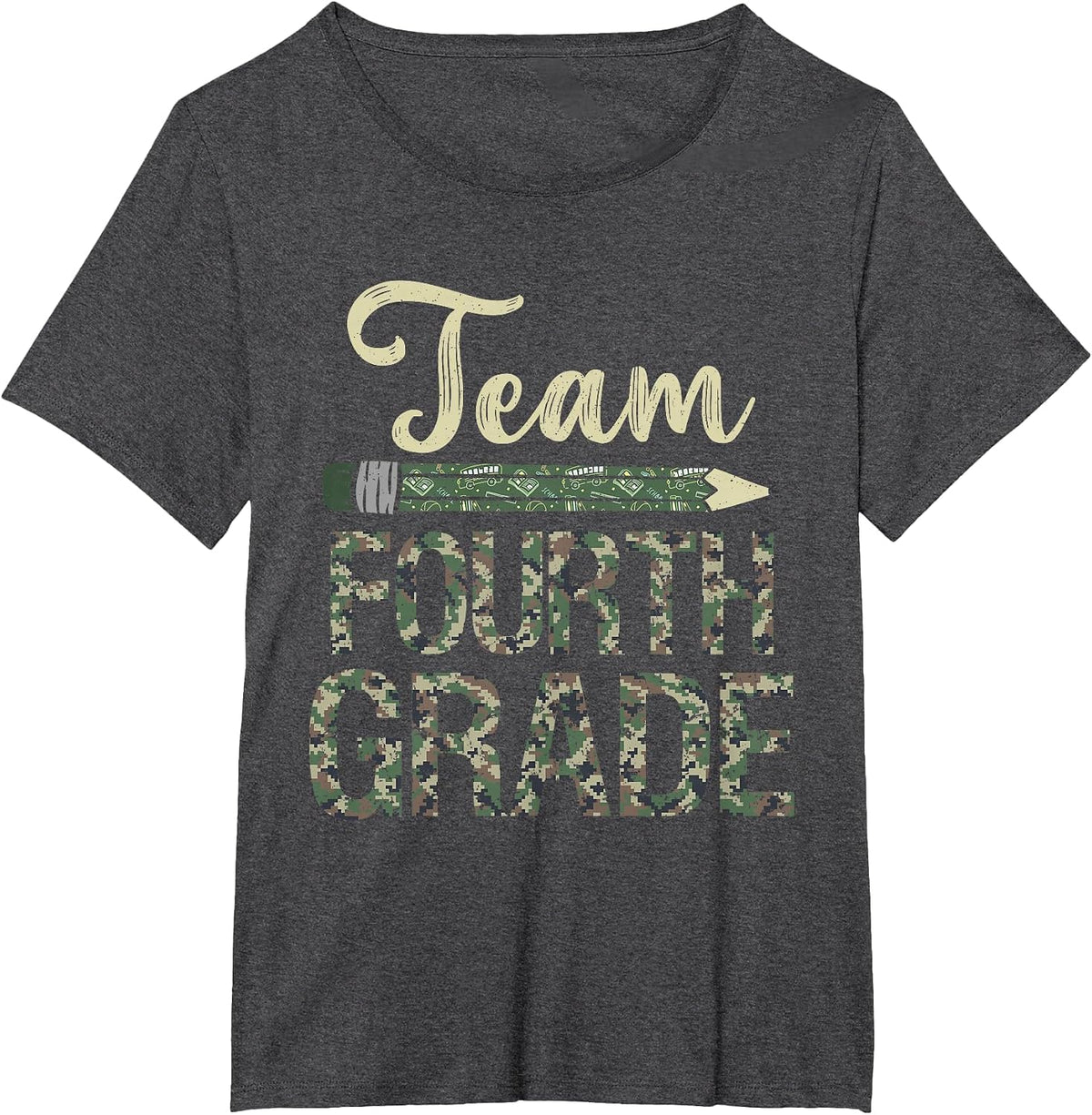 Team Fourth Grade Camo 4th Grade Teacher Camouflage T-Shirt - Dark Heather Grey