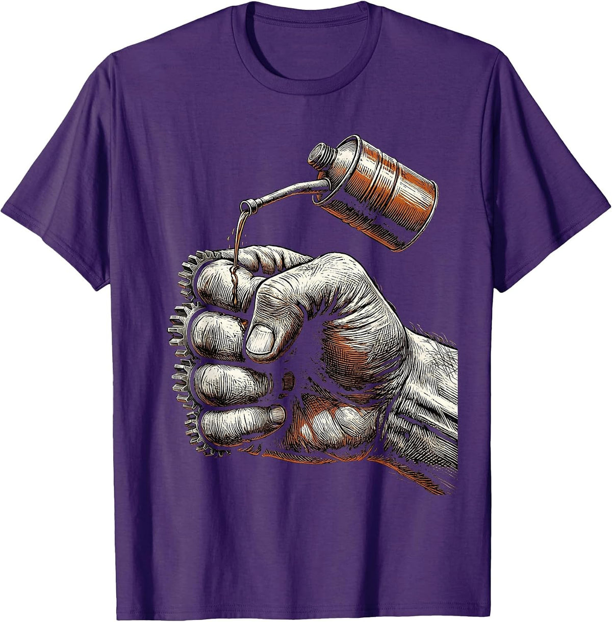 Men's Valley Forge Automotive Oil Can Mechanic Fist T-Shirt - Purple
