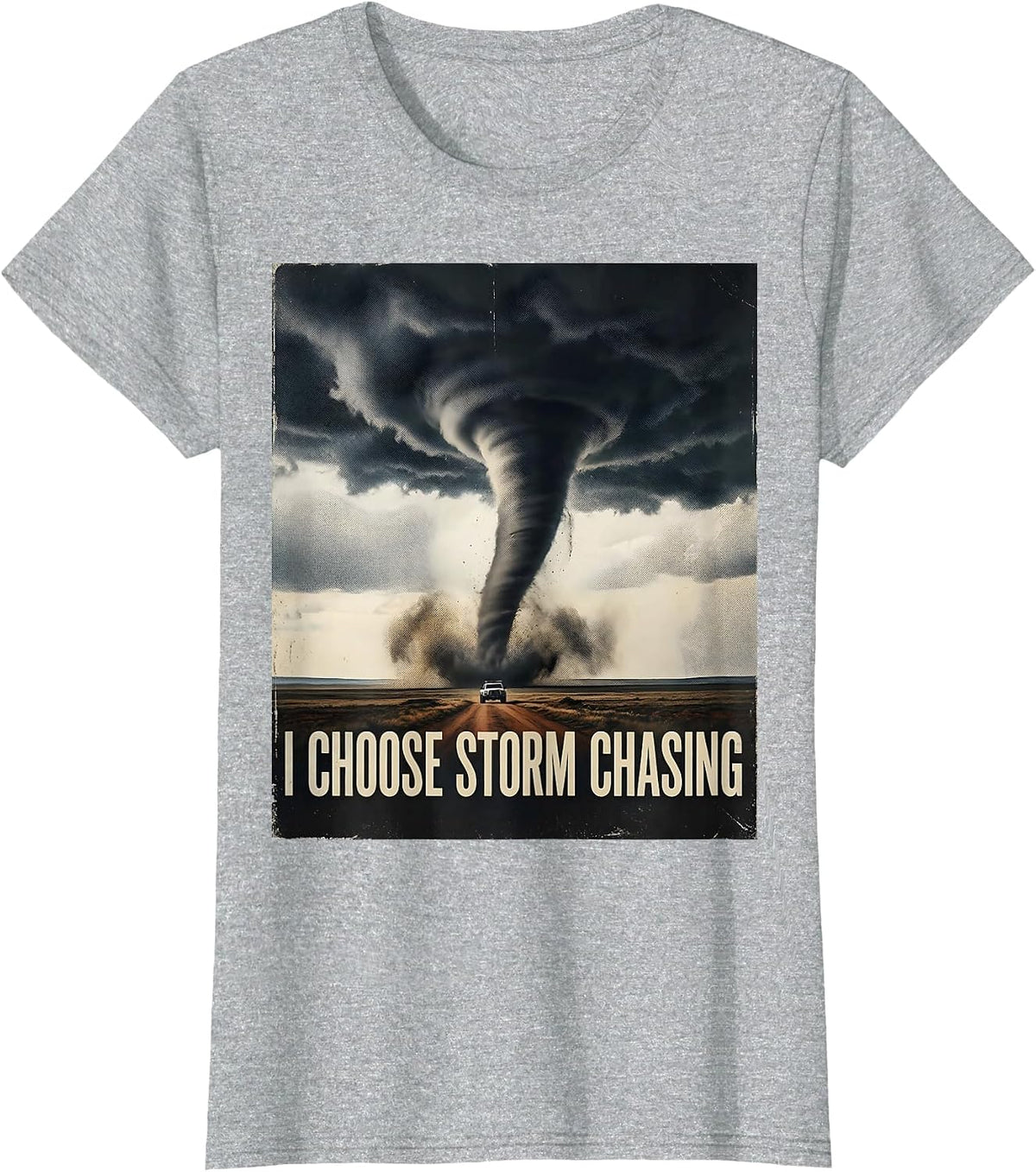 Women's I Choose Storm Chasing Distressed Tornado Chaser Meteorology T-Shirt - Heather Grey